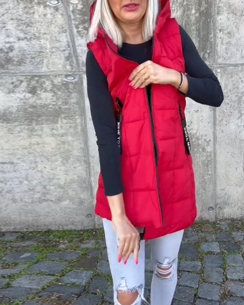 Dames Mouwloze Puffer Jas met Capuchon 8