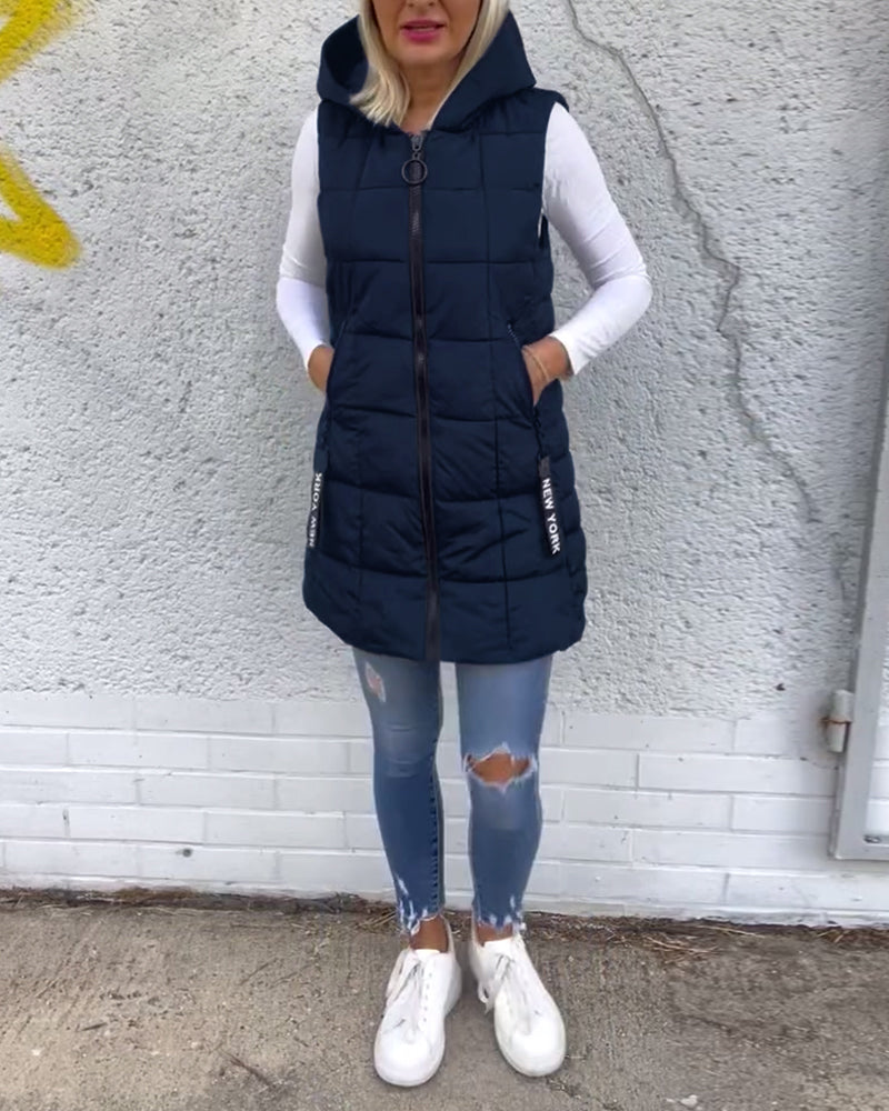 Dames Mouwloze Puffer Jas met Capuchon 9
