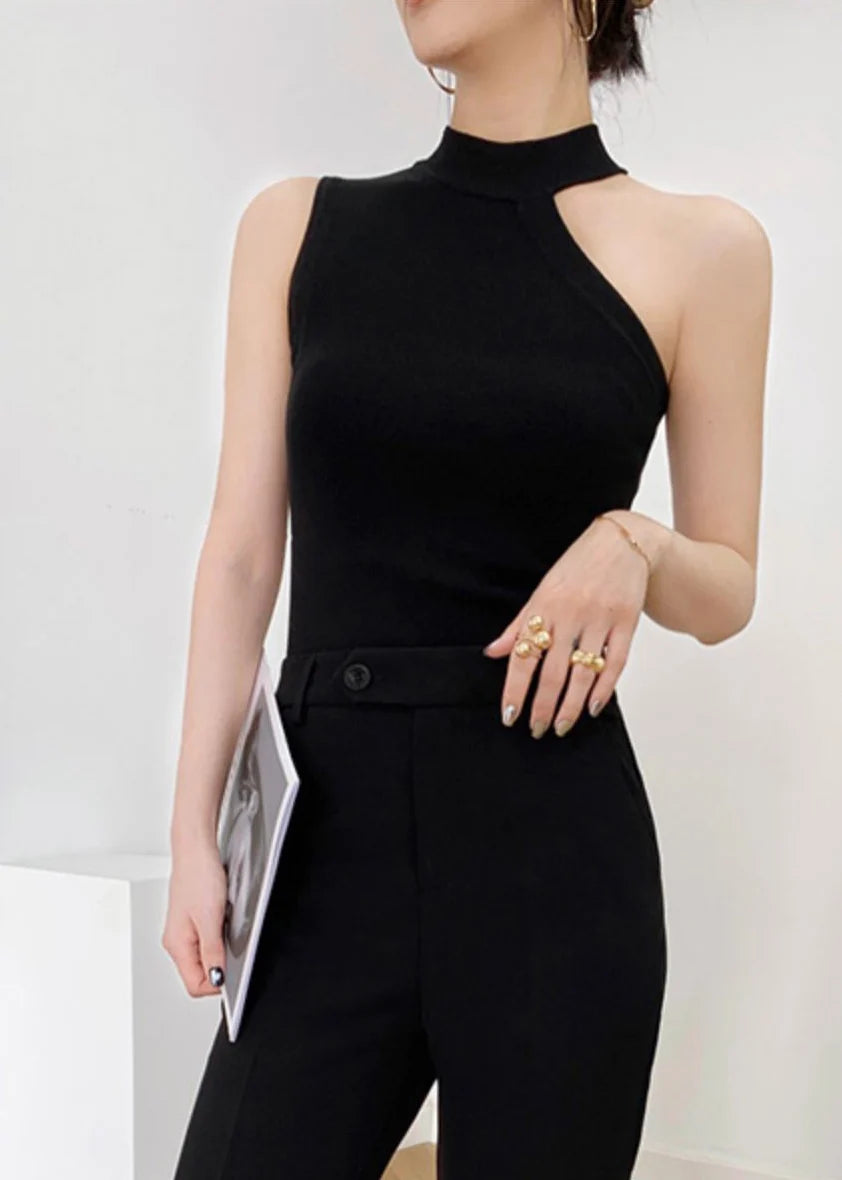Dames Mouwloze Tanktop Met Col Asymmetrisch Design 2