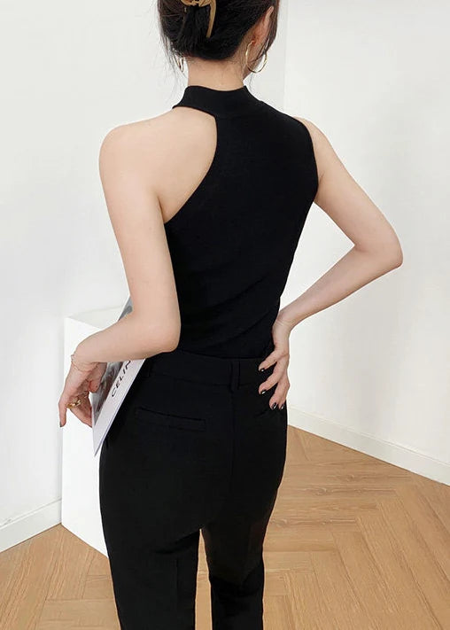 Dames Mouwloze Tanktop Met Col Asymmetrisch Design 4