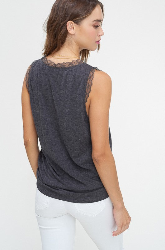 Dames Mouwloze Top V-Hals Jersey Bicolor 4