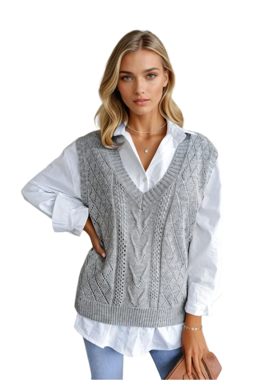 Dames Mouwloze Trui Gebreid Elegant 100% Acryl 0