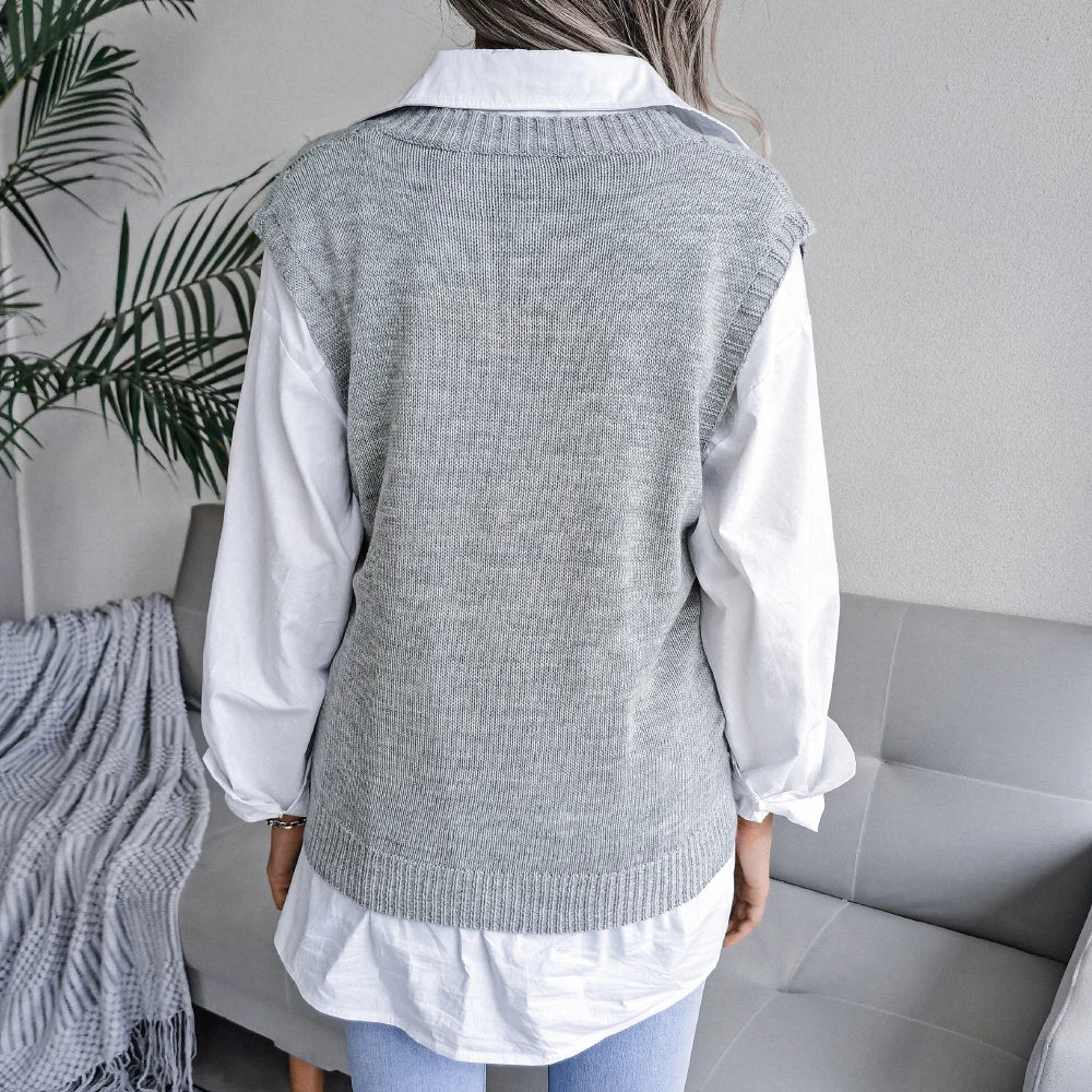 Dames Mouwloze Trui Gebreid Elegant 100% Acryl 1