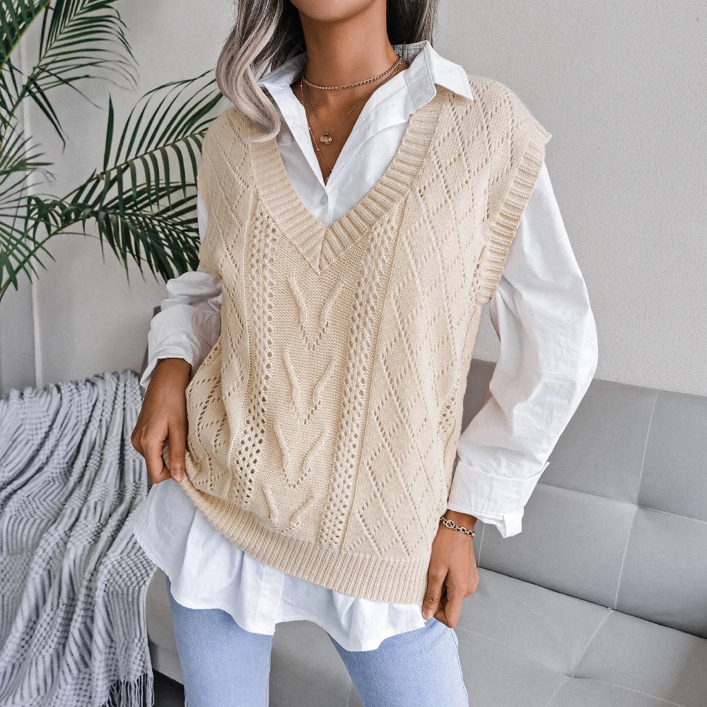 Dames Mouwloze Trui Gebreid Elegant 100% Acryl 3