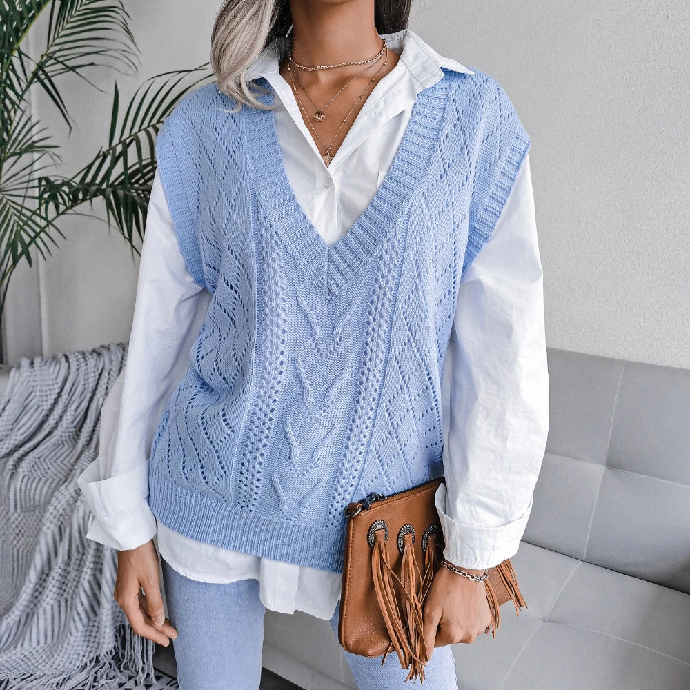 Dames Mouwloze Trui Gebreid Elegant 100% Acryl 6
