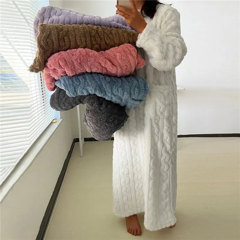 Dames Nachtjapon Lange Mouw Comfortabel en Warm 2