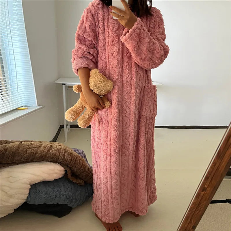 Dames Nachtjapon Lange Mouw Comfortabel en Warm 3