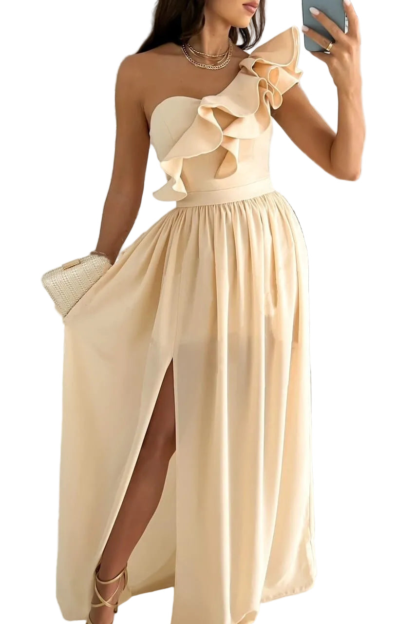 Dames Off-Shoulder Jurk met Ruches 0