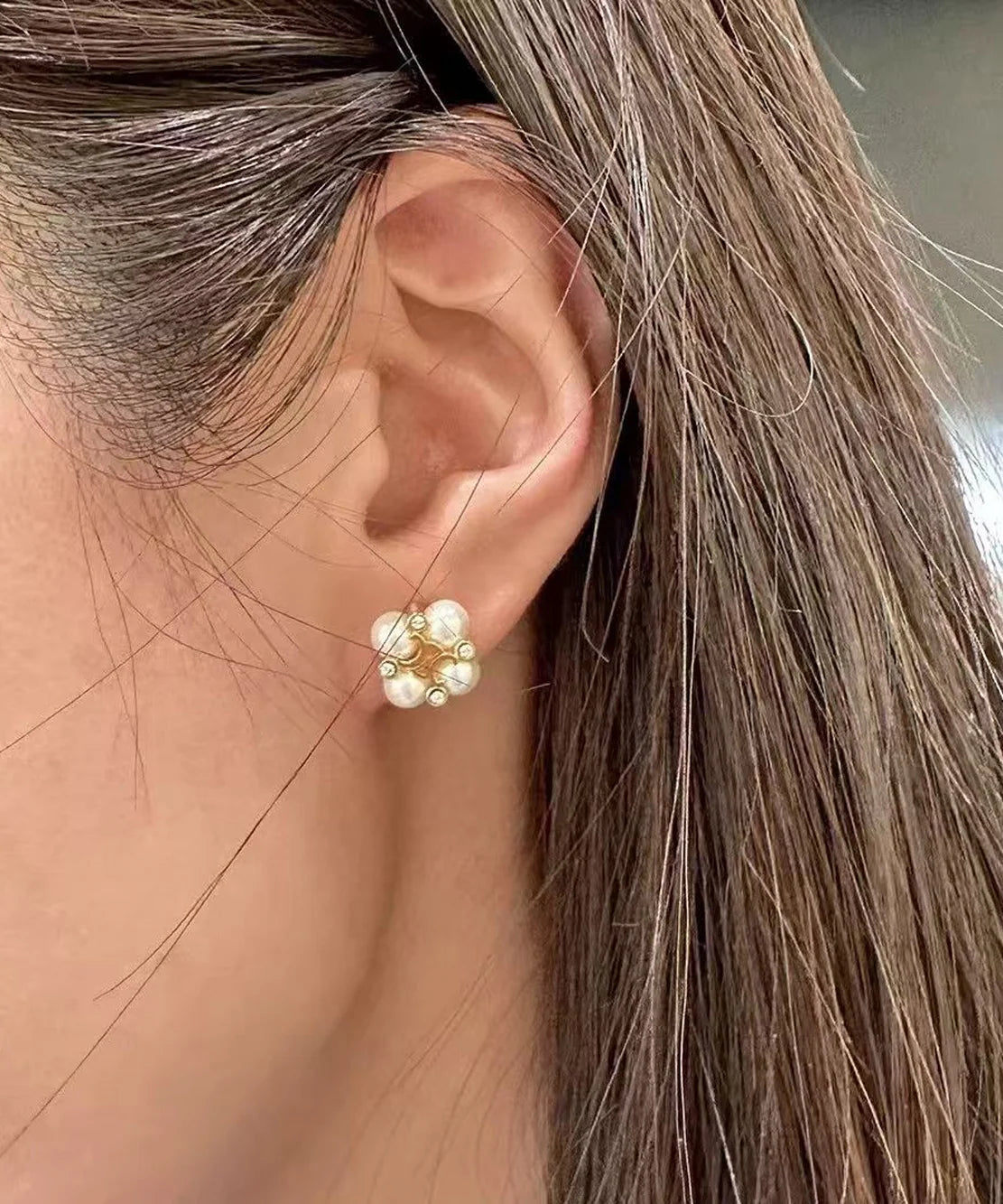 Dames Oorbellen Bloemmotief Met Zirkonia En Parelaccenten 1