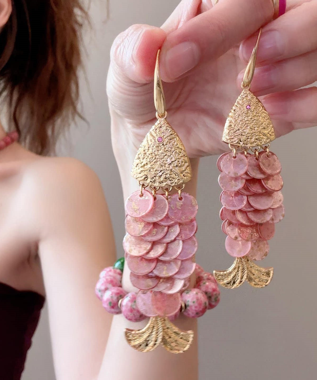 Dames Oorbellen Met Kwastje en Visschubdesign 3