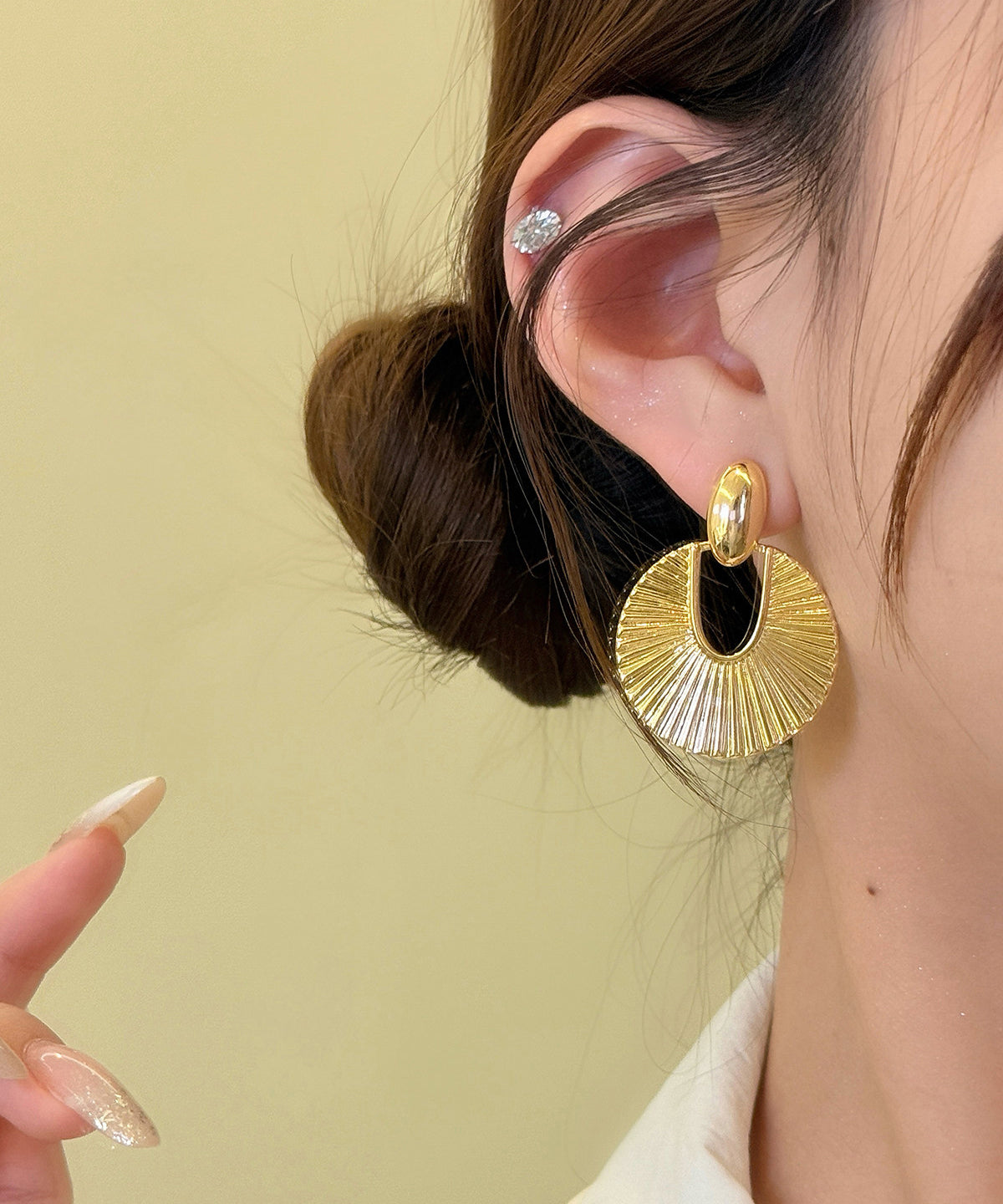 Dames Oorringen Waaiervormig Verguld Design 4