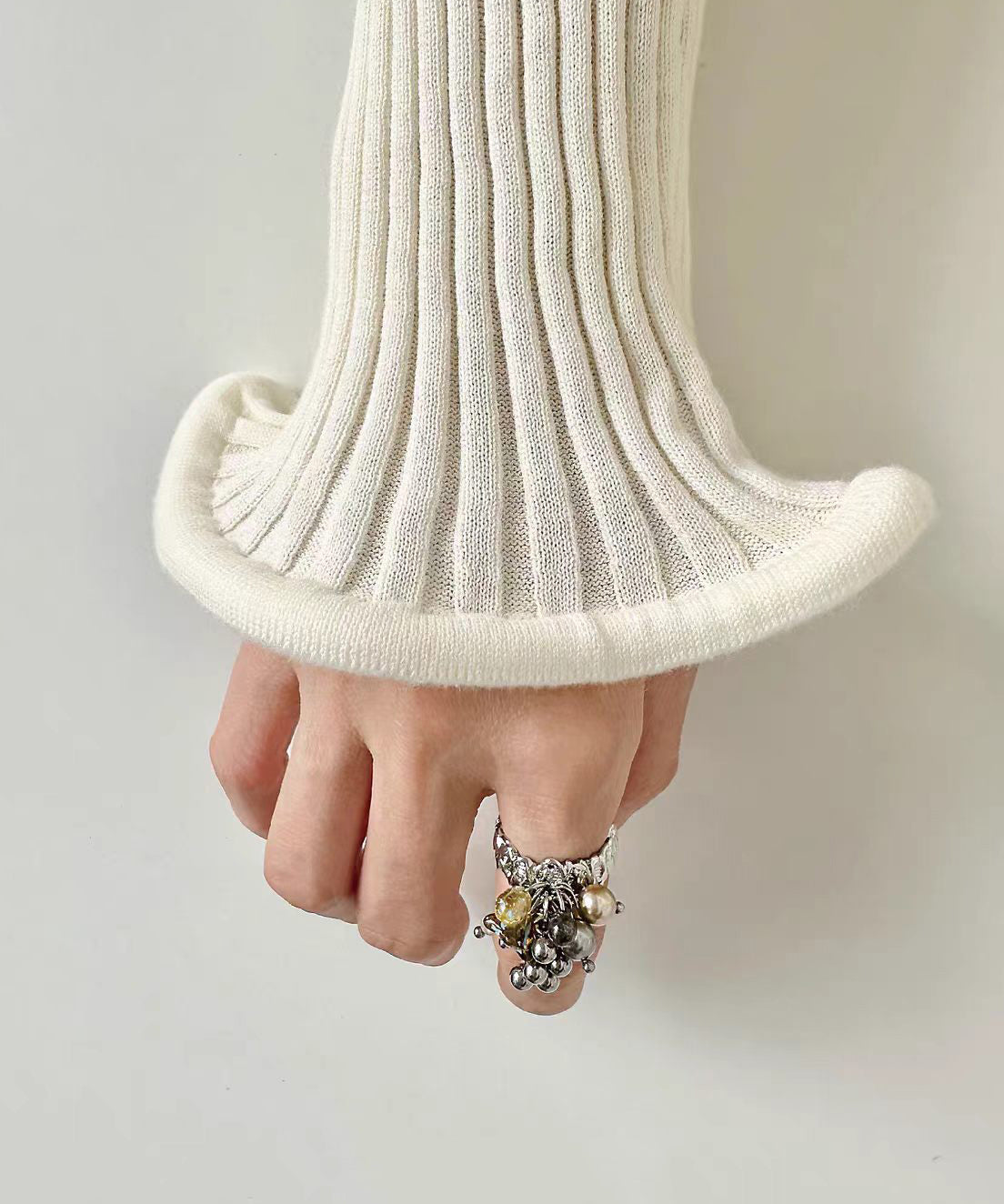Dames Open Ring Vintage Met Bloemen En Kwastje 3