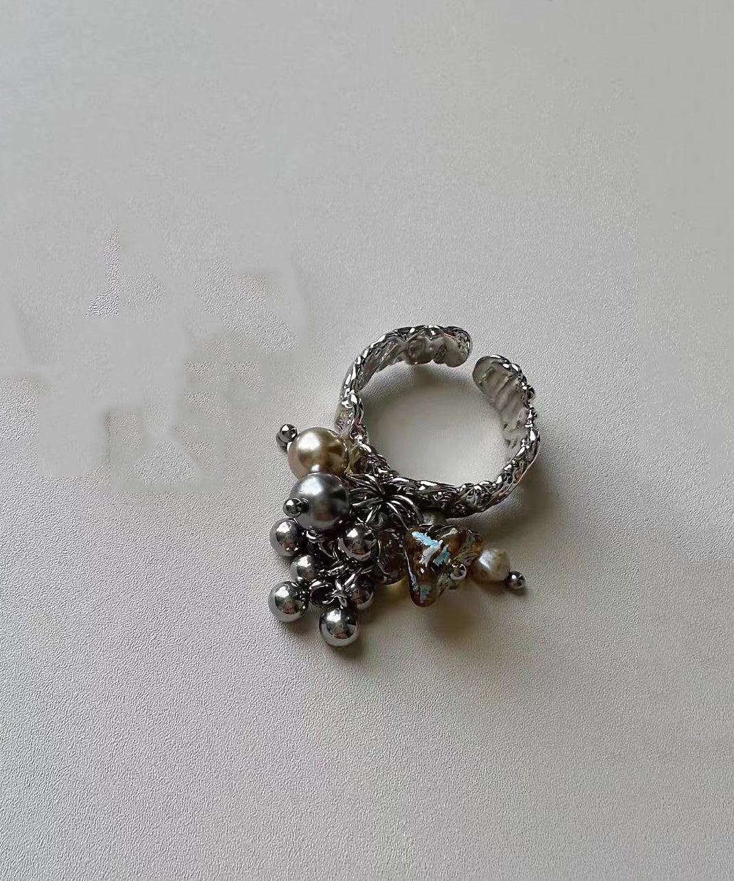 Dames Open Ring Vintage Met Bloemen En Kwastje 4