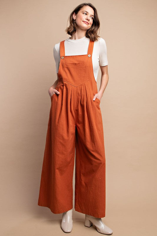 Dames Overalls met Pintuck Detail en Zak in Rust 1