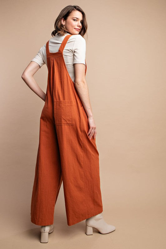 Dames Overalls met Pintuck Detail en Zak in Rust 3