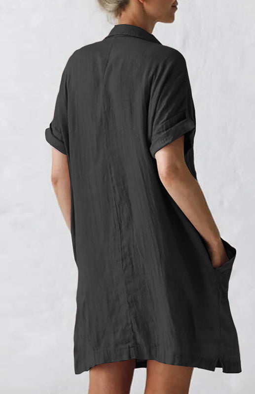 Dames Overhemd Jurk Met Kraag En Zakken 5