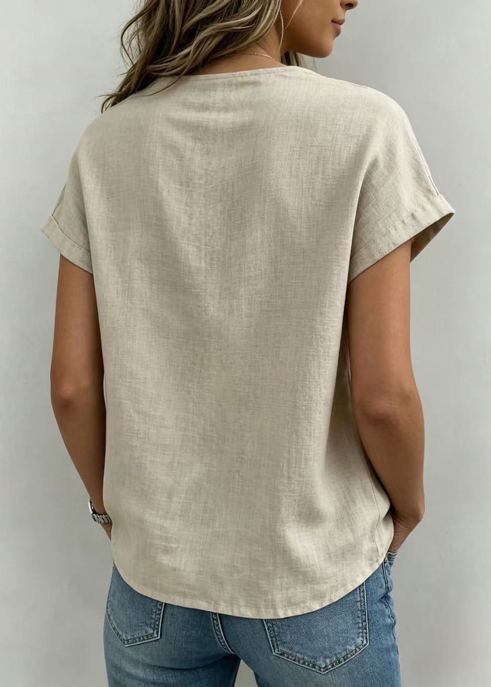 Dames Overhemd Korte Mouwen Casual Stijl met Veters 4