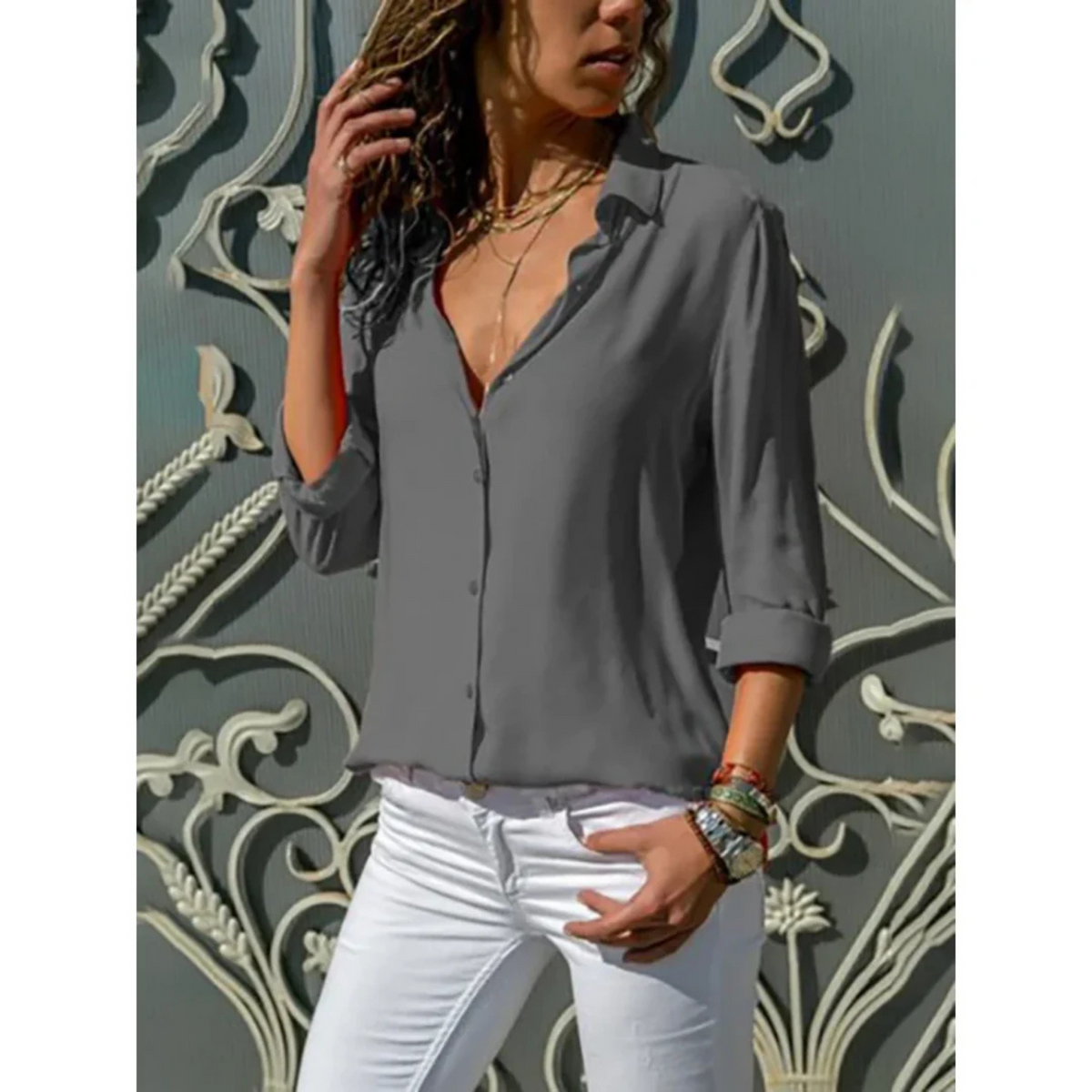 Dames Overhemd Lange Mouwen Casual 5