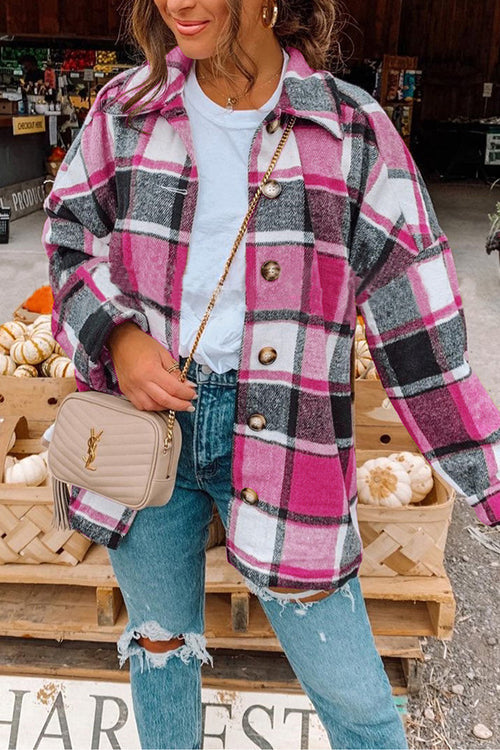 Dames Overhemdjas Geruit met Verlaagde Schouder 5