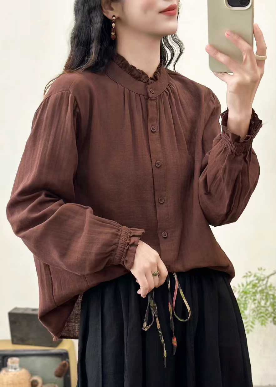 Dames Oversized Blouse met Opstaande Kraag 0