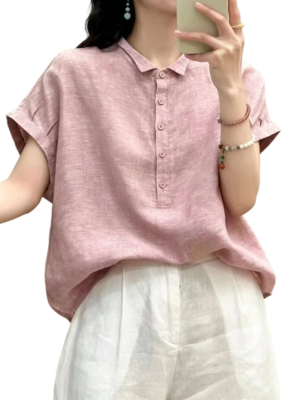 Dames Oversized Blouse met Peter Pan Kraag 0
