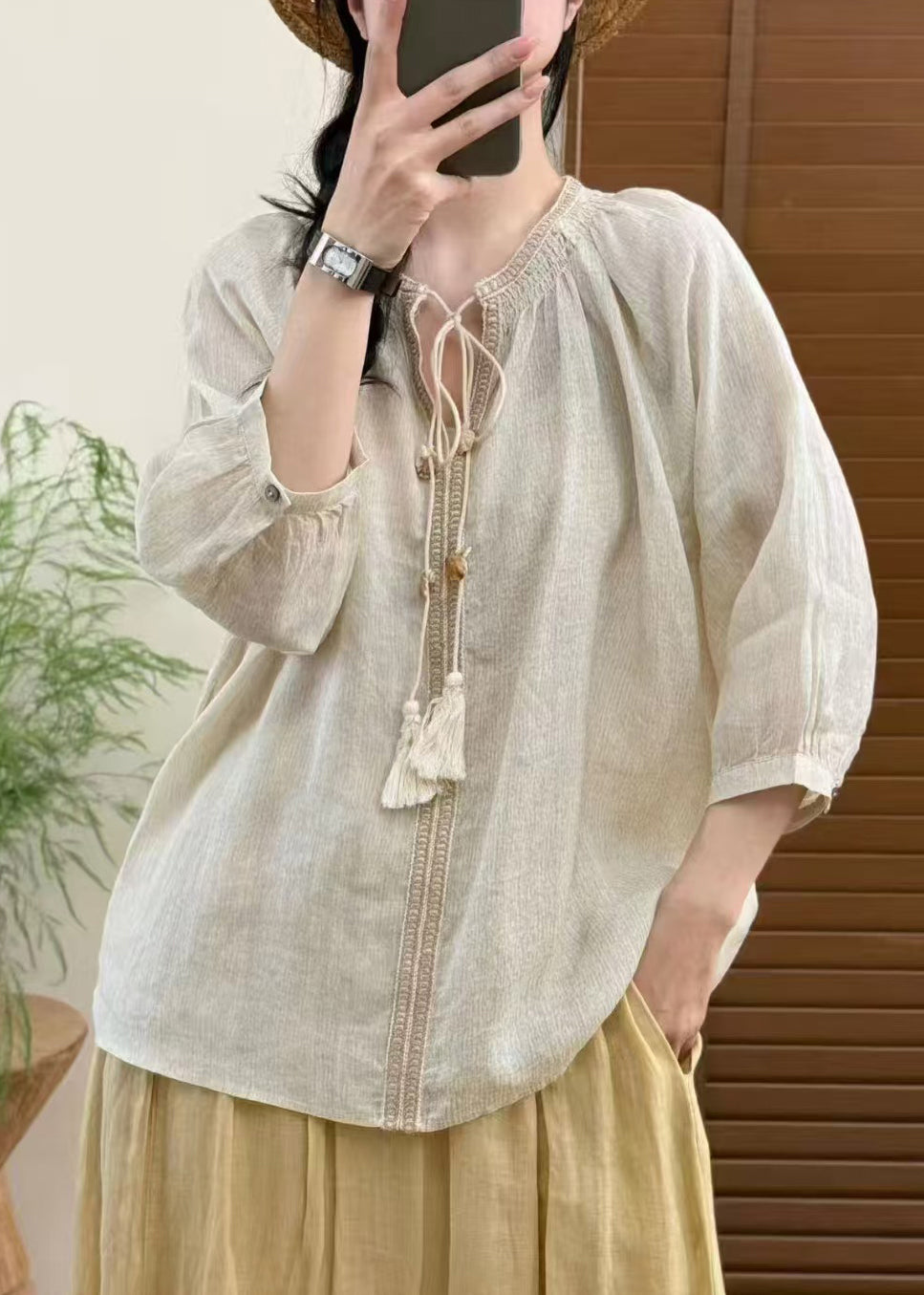 Dames Oversized Blousetop met Veters 1