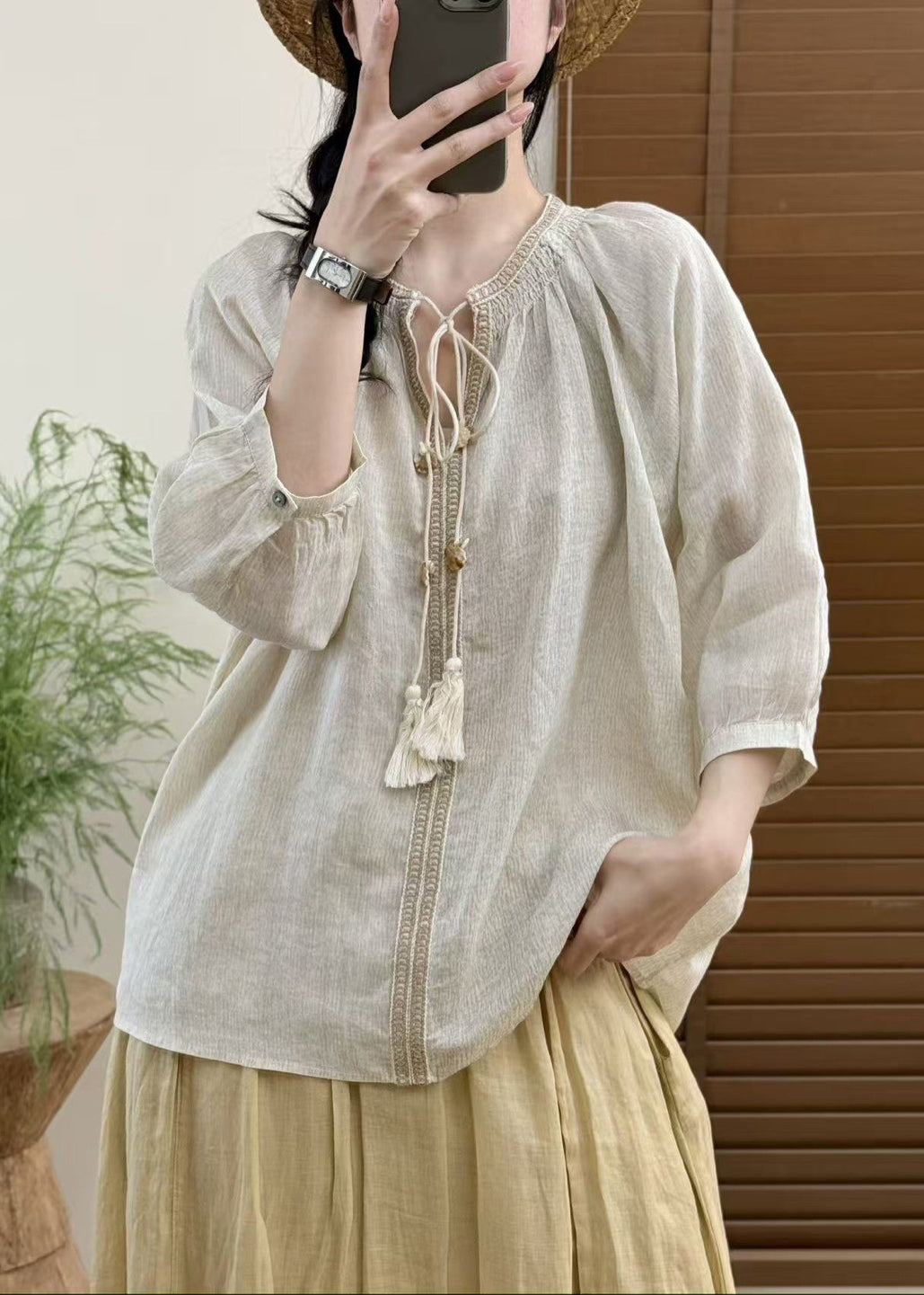 Dames Oversized Blousetop met Veters 3