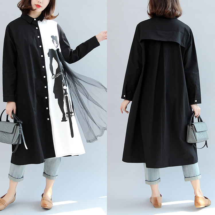 Dames Oversized Casual Vest Lange Mouwen Patchwork Stijl 1