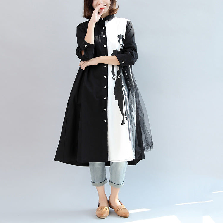 Dames Oversized Casual Vest Lange Mouwen Patchwork Stijl 3