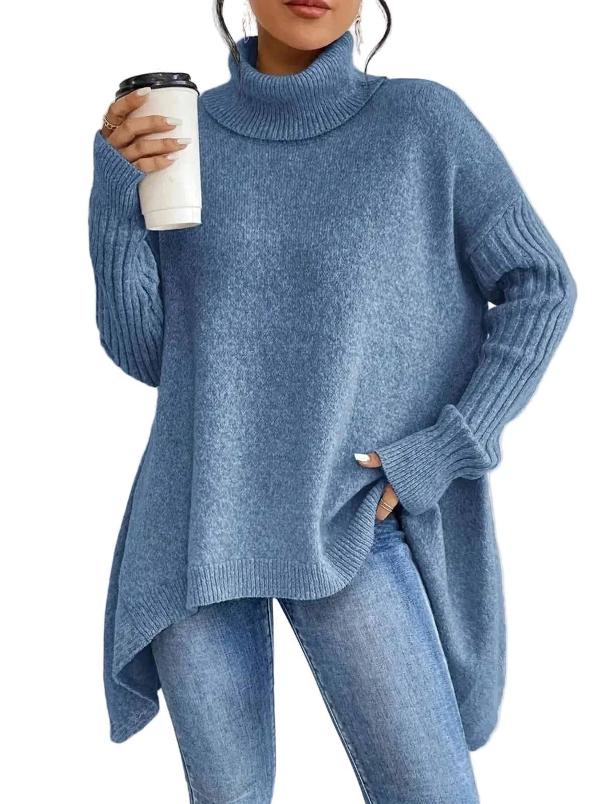 Dames Oversized Coltrui met Asymmetrische Zoom 0