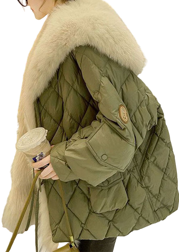 Dames Oversized Duck Down Puffer Jacket met Bontkraag 0