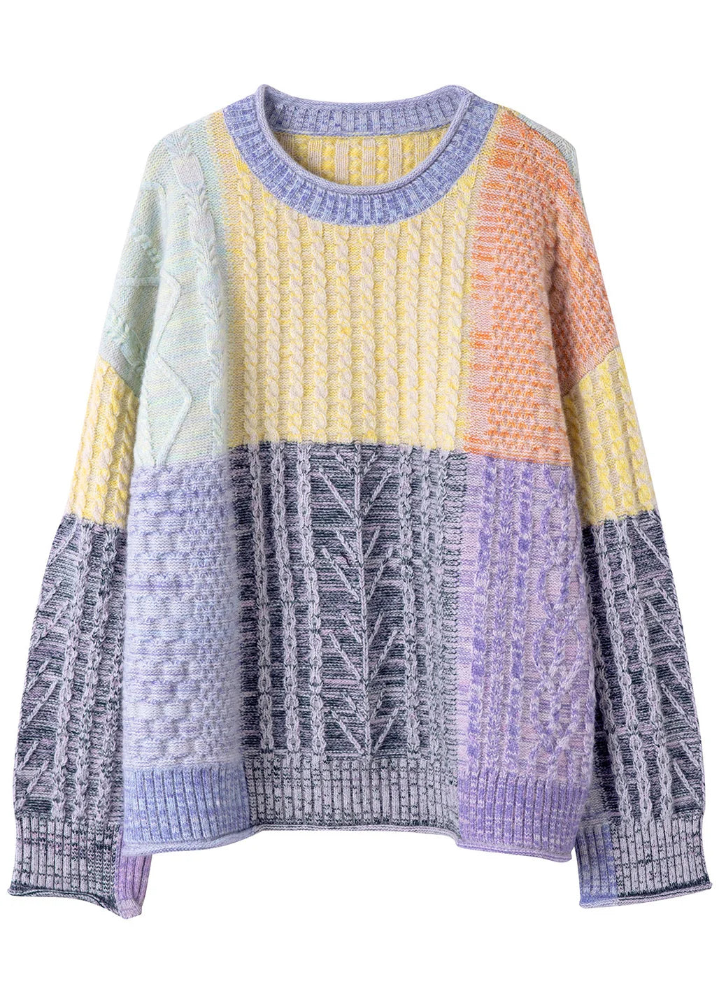 Dames Oversized Gebreide Trui Korte Stijl met Kleurblokken en Ruitpatroon 4