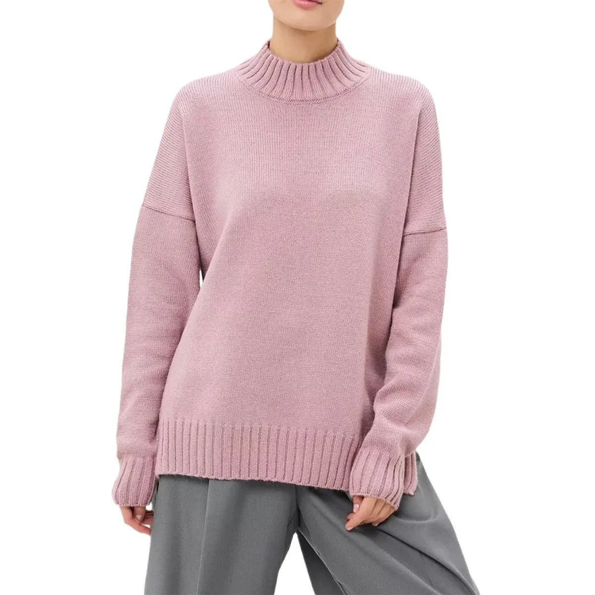 Dames Oversized Gebreide Trui met Halfhoge Hals 3