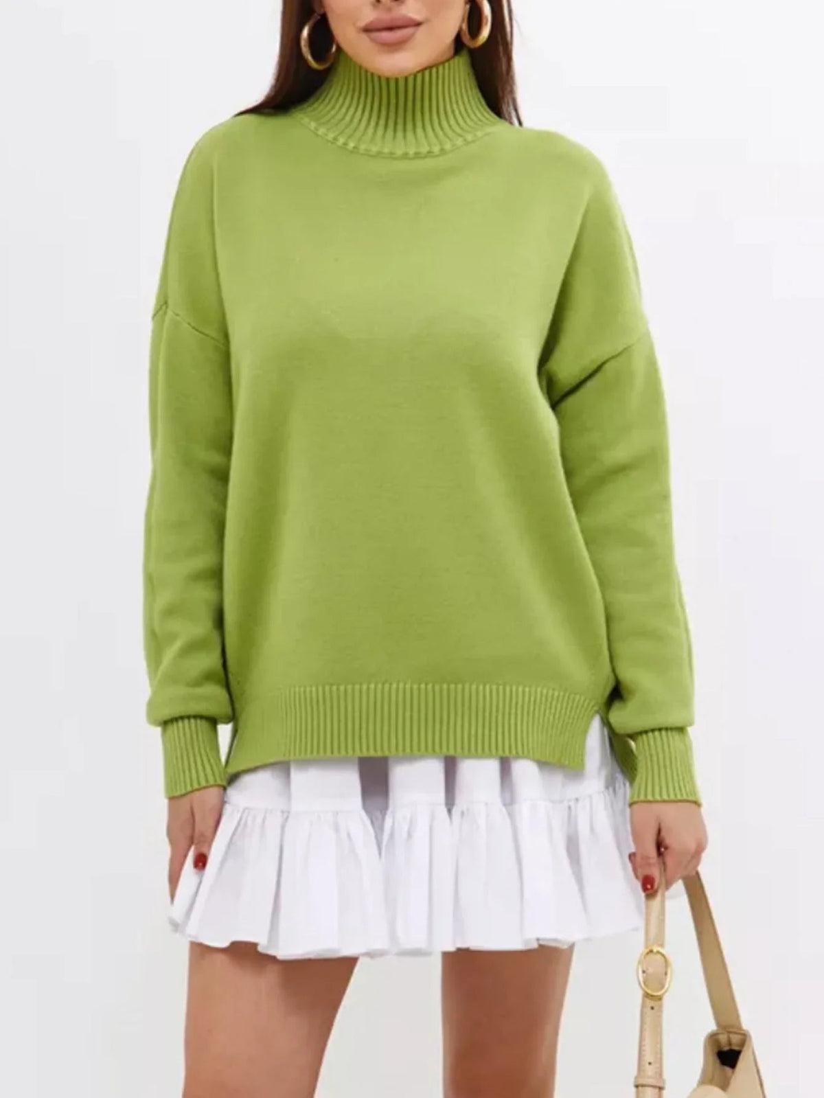 Dames Oversized Gebreide Trui met Halfhoge Hals 4
