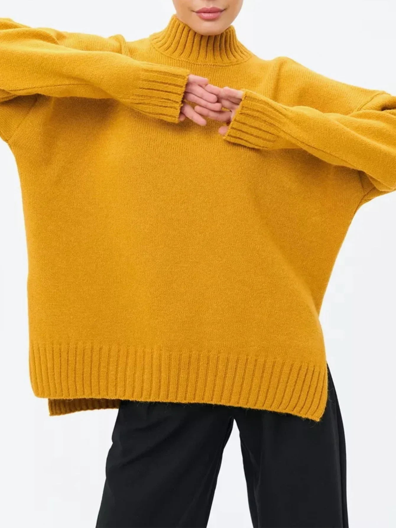 Dames Oversized Gebreide Trui met Halfhoge Hals 5