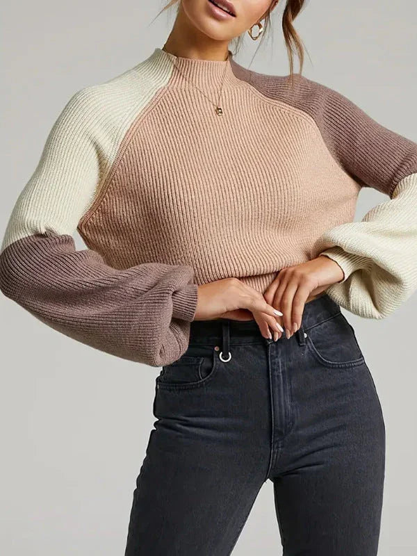Dames Oversized Gebreide Trui met Opstaande Hals 3