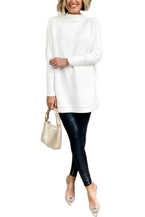 Dames Oversized Gebreide Trui met Opstaande Kraag 0