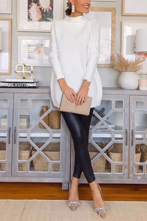 Dames Oversized Gebreide Trui met Opstaande Kraag 3