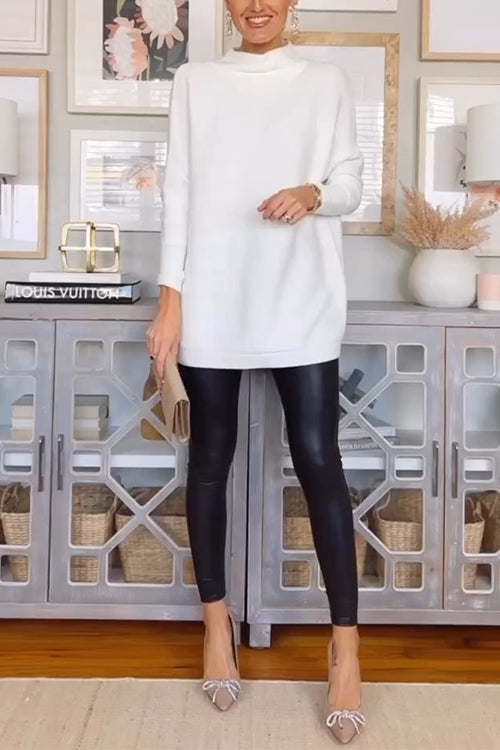 Dames Oversized Gebreide Trui met Opstaande Kraag 4