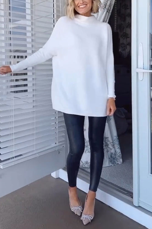 Dames Oversized Gebreide Trui met Opstaande Kraag 5