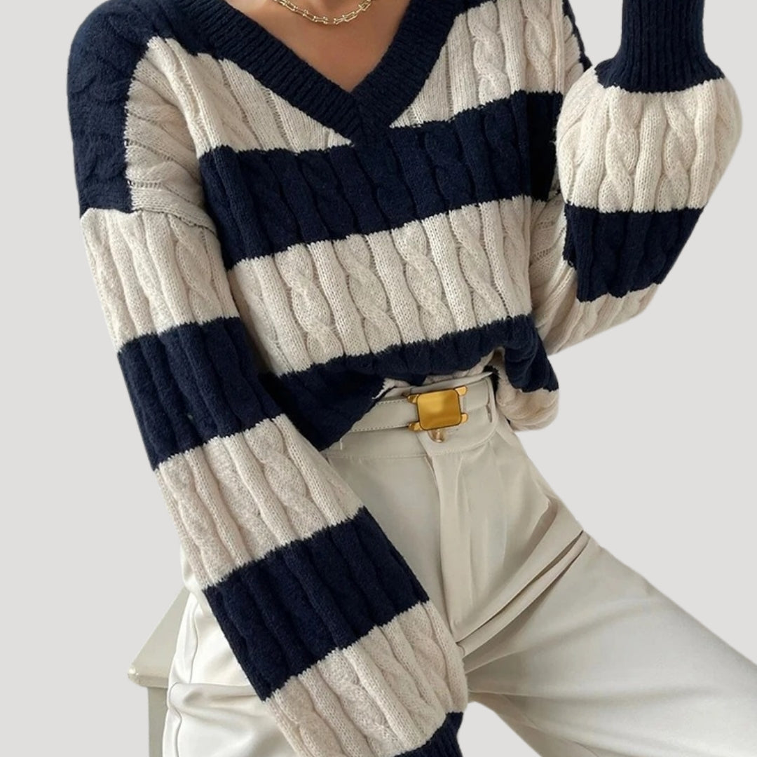 Dames Oversized Gebreide Trui met V-Ring 4