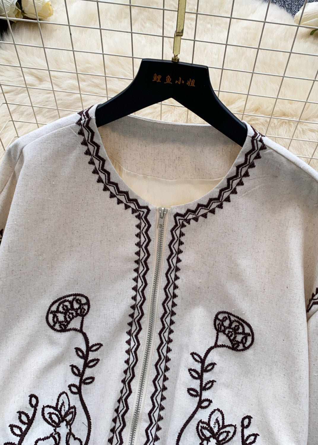 Dames Oversized Jas met Ritssluiting en Borduursel 1