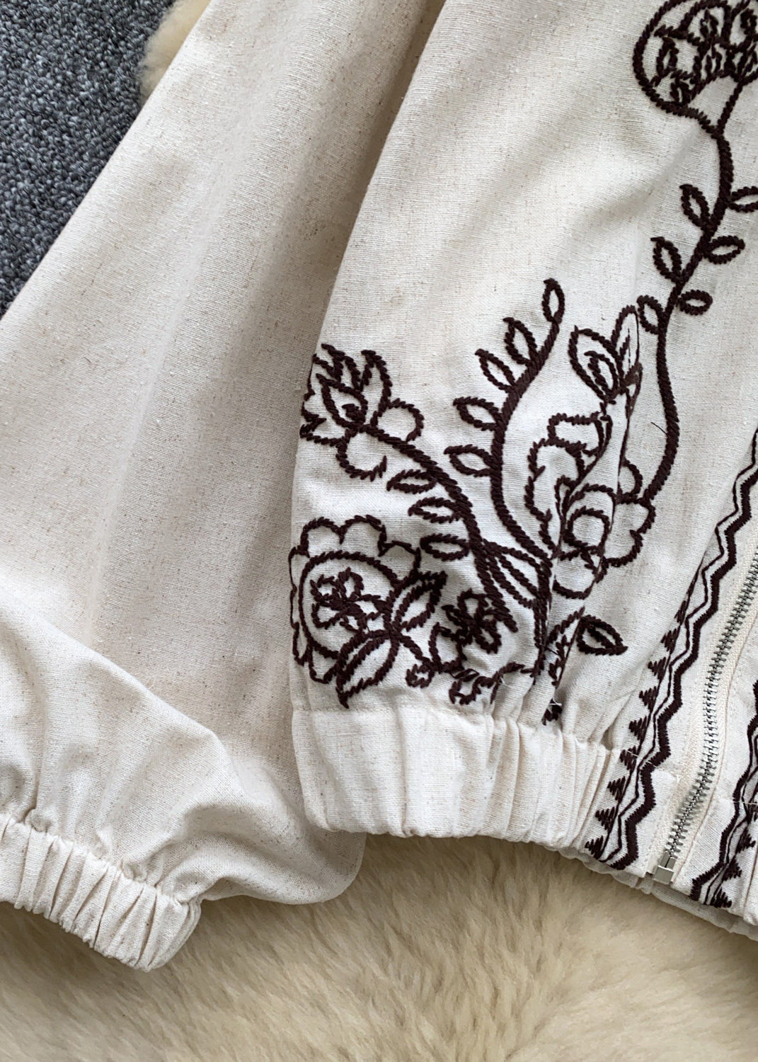 Dames Oversized Jas met Ritssluiting en Borduursel 2