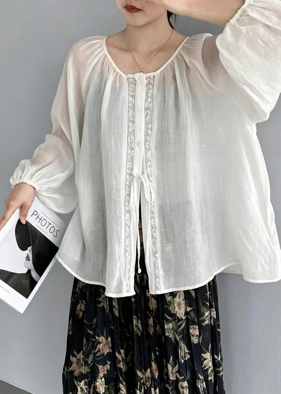 Dames Oversized Overhemd Met Veters Zomerse Stijl 1