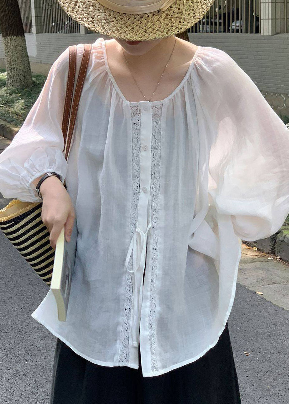Dames Oversized Overhemd Met Veters Zomerse Stijl 3