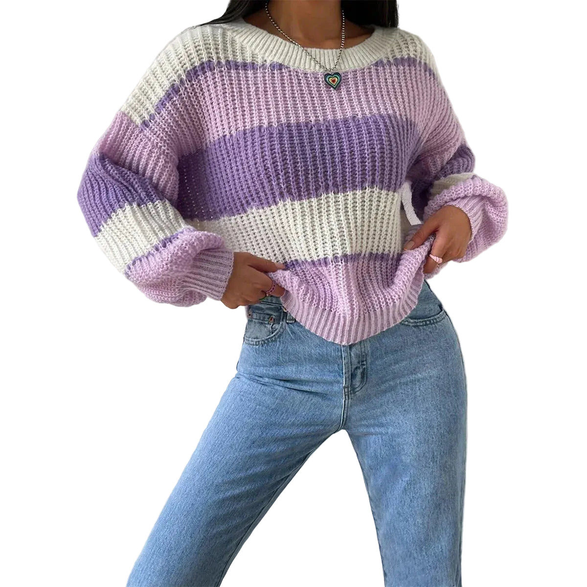 Dames Oversized Pullover Trui Met Ronde Hals 0