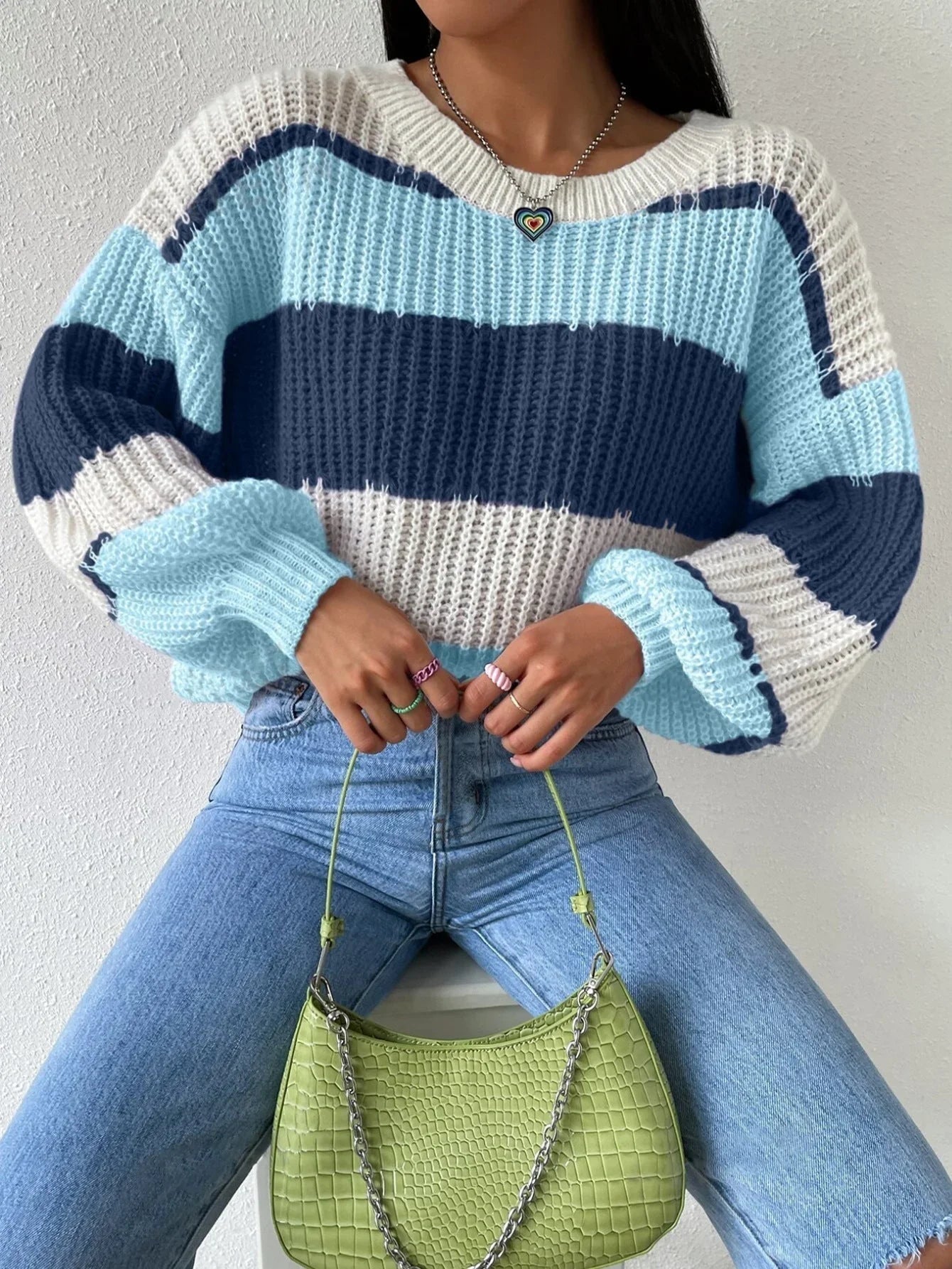 Dames Oversized Pullover Trui Met Ronde Hals 2