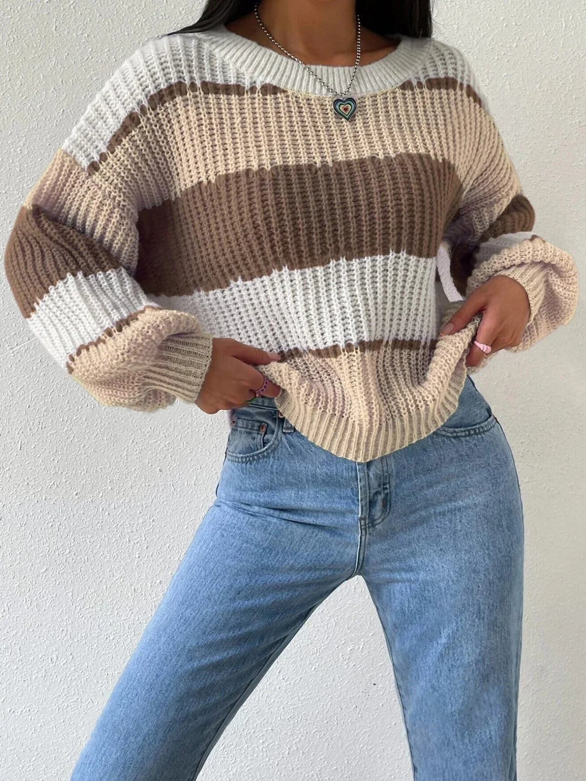 Dames Oversized Pullover Trui Met Ronde Hals 4
