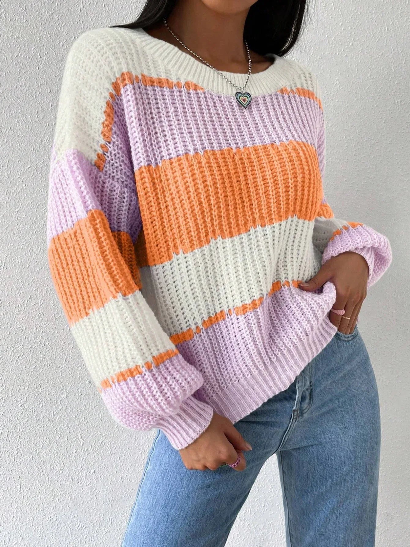 Dames Oversized Pullover Trui Met Ronde Hals 5