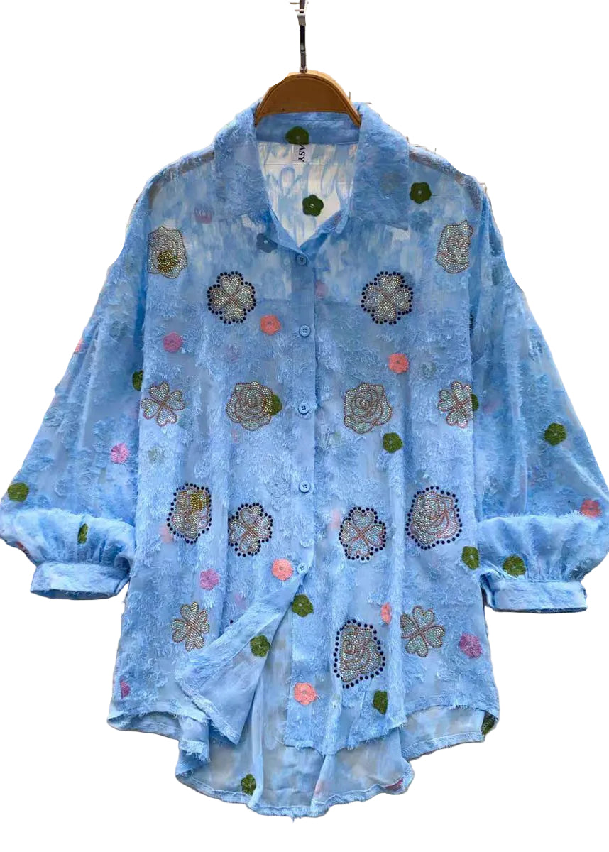 Dames Oversized Shirt Met Zomerprint 0
